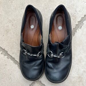 Ariat Womens Black Leather Horsebit Clog Mule Wedge Shoes Size 7B